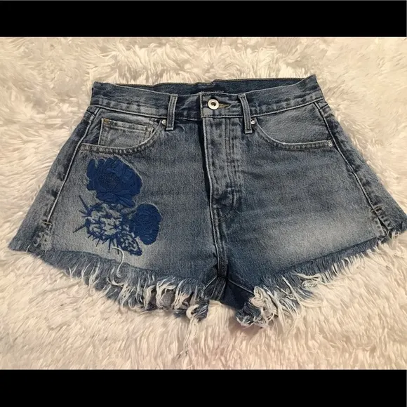 Levi's MADE &amp; CRAFTED Embroidered High Rise WesternFray Cheeky High Shorts