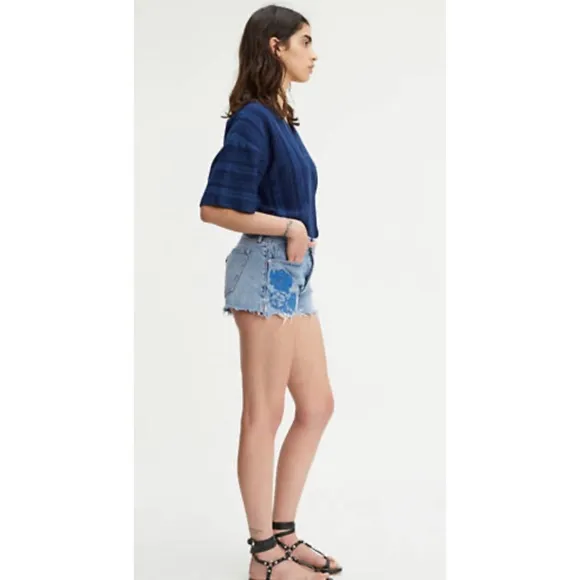 Levi's MADE &amp; CRAFTED Embroidered High Rise WesternFray Cheeky High Shorts