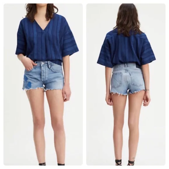 Levi's MADE &amp; CRAFTED Embroidered High Rise WesternFray Cheeky High Shorts