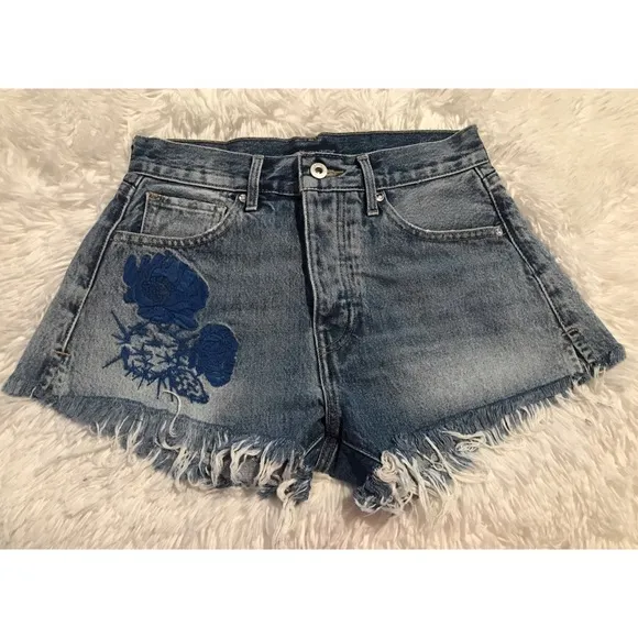 Levi's MADE &amp; CRAFTED Embroidered High Rise WesternFray Cheeky High Shorts