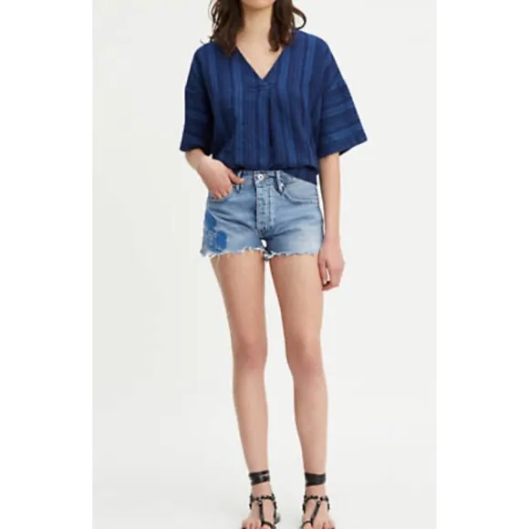 Levi's MADE &amp; CRAFTED Embroidered High Rise WesternFray Cheeky High Shorts