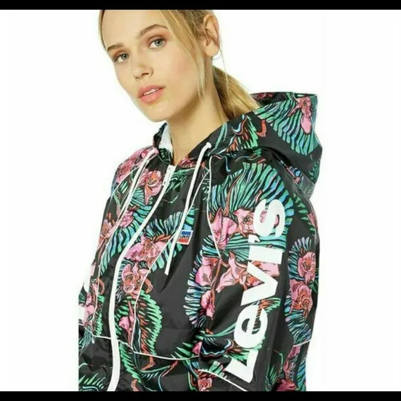 LEVI'S Womens XL Windbreaker Zip Hoodie Jacket NWT