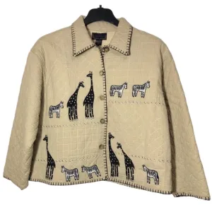 Lifestyle Zebra and Giraffe Appliqué Jacket Womens Size XL