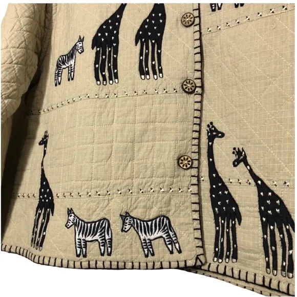 Lifestyle Zebra and Giraffe Appliqué Jacket Womens Size XL