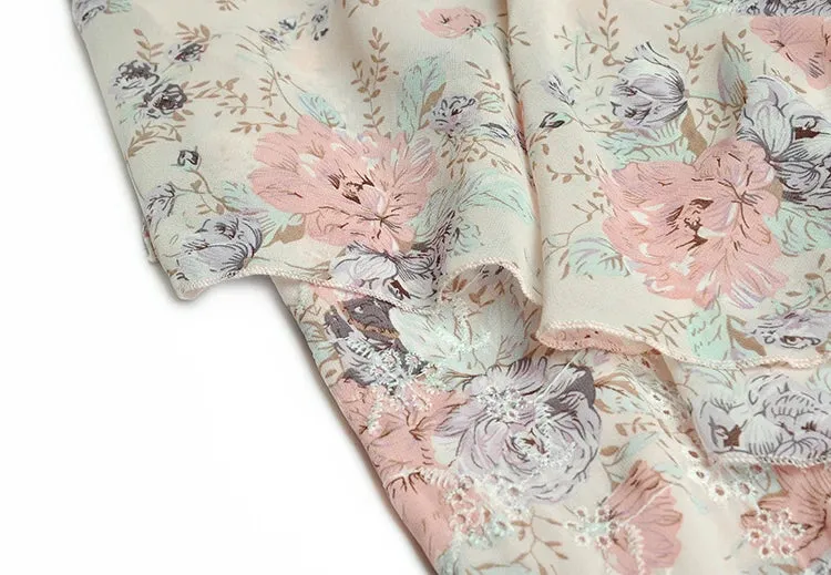 Louisa Floral Embroidered Print Long Asymmetrical Midi Dress