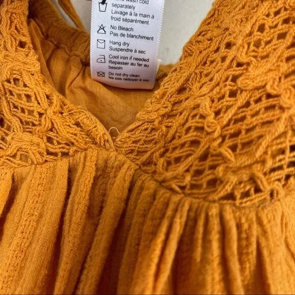 L*Space Mini Halter Crochet Elaina Sun Beach Dress S Orange Boho Swing Mini Sexy