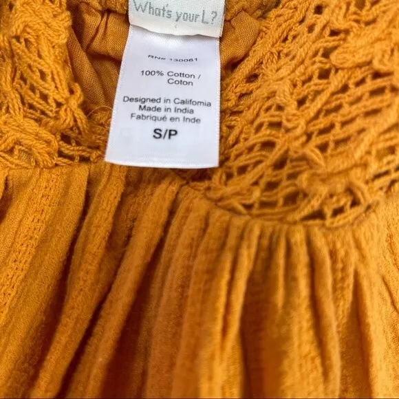 L*Space Mini Halter Crochet Elaina Sun Beach Dress S Orange Boho Swing Mini Sexy