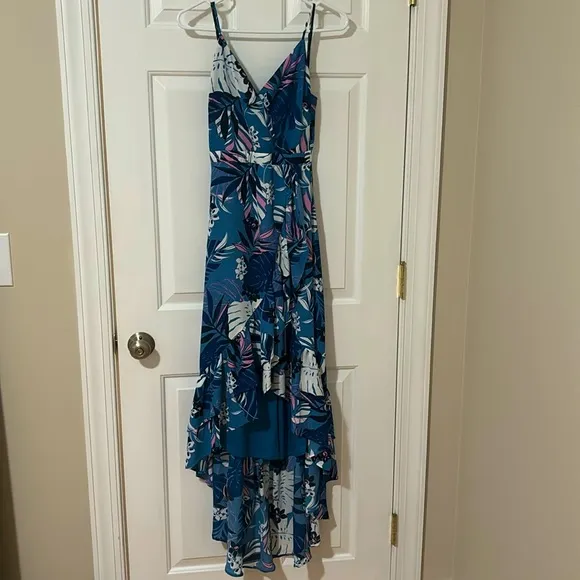 Lulus Tropical Print High Low Dress