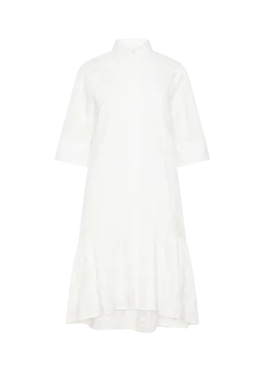 MARCIA KA BEIGE EMBROIDERED COTTON DRESS