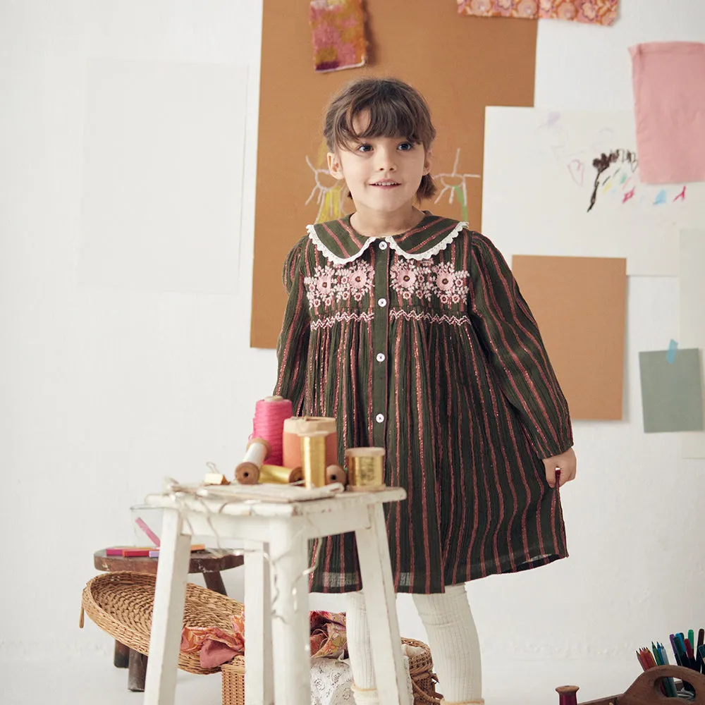 Marlotta Dress | Khaki Cooper Stripes