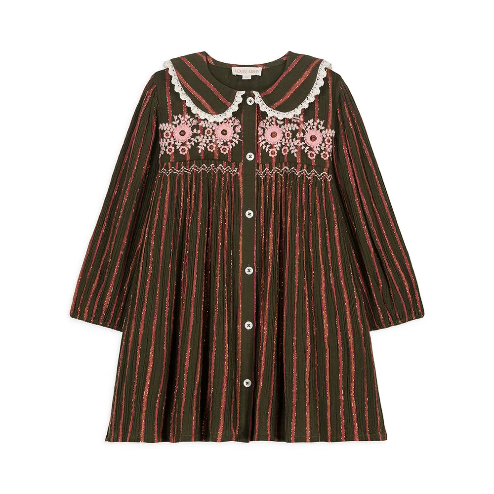 Marlotta Dress | Khaki Cooper Stripes
