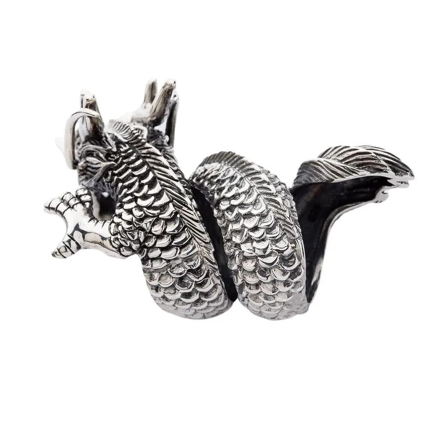 Massive Red Eye Dragon Sterling Silver Ring