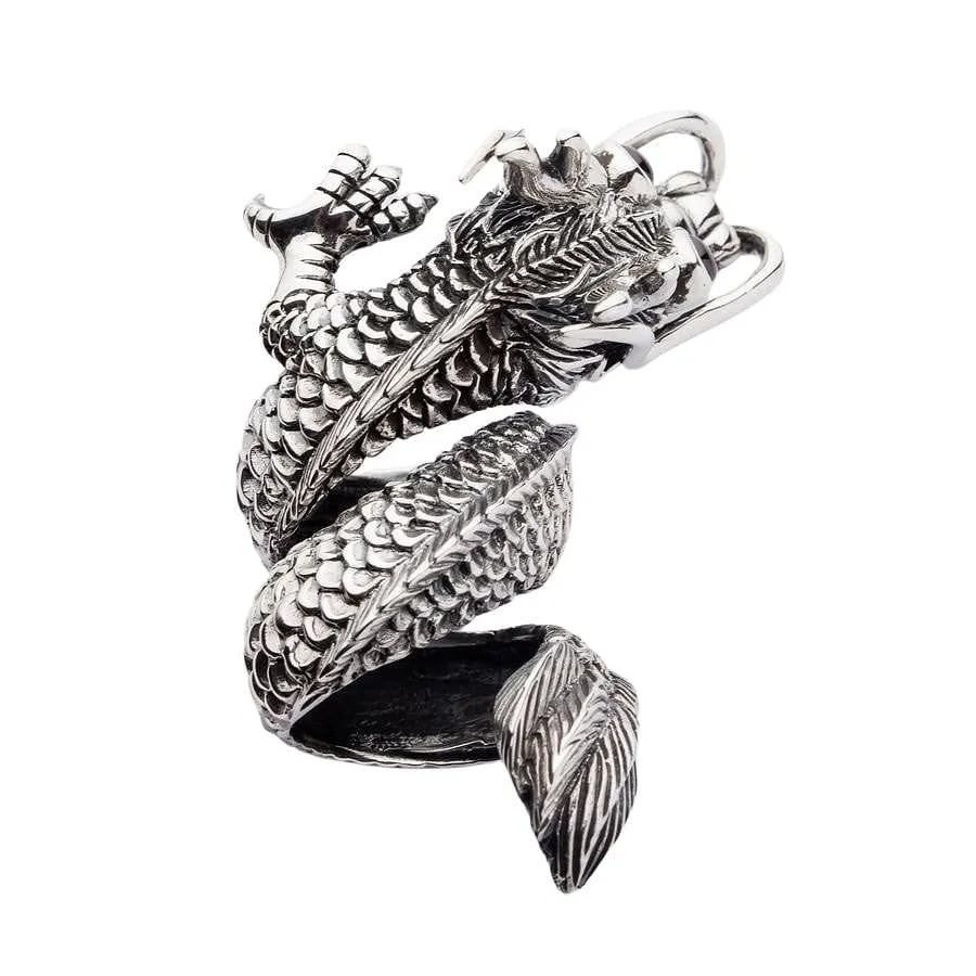 Massive Red Eye Dragon Sterling Silver Ring