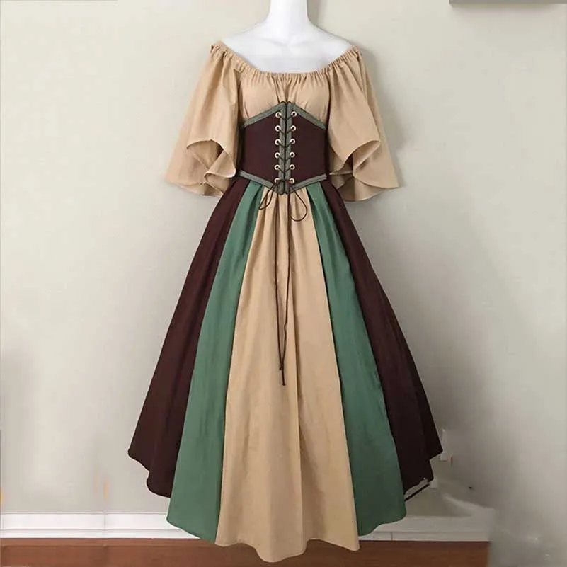 Medieval Midi Dress Gothic Cosplay Costume Ball Gown