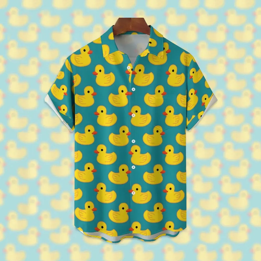 Men's All Over Print Duck Vacation Short Sleeve Shirt 2305104066