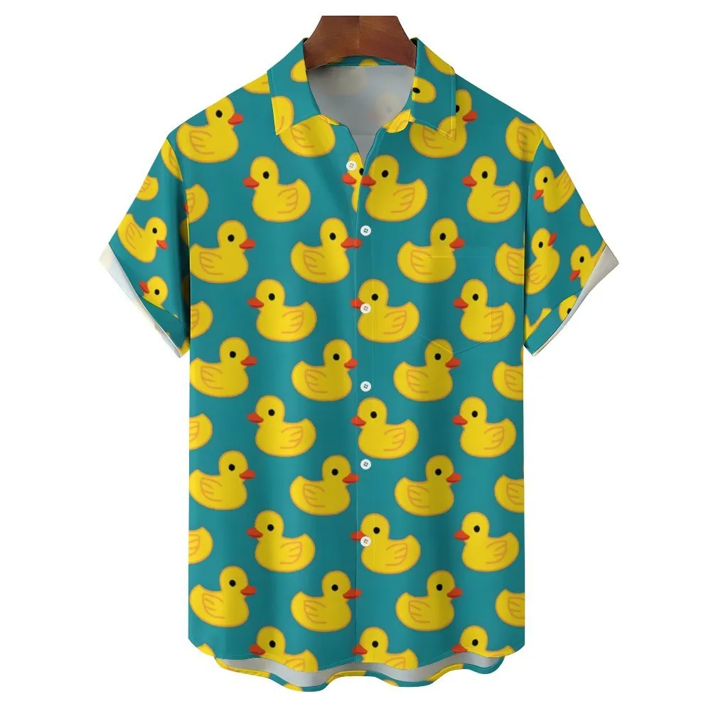 Men's All Over Print Duck Vacation Short Sleeve Shirt 2305104066