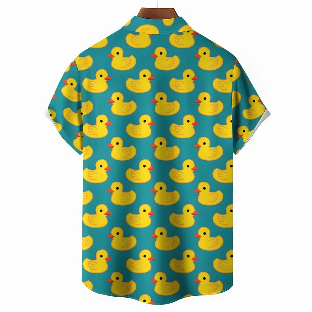 Men's All Over Print Duck Vacation Short Sleeve Shirt 2305104066