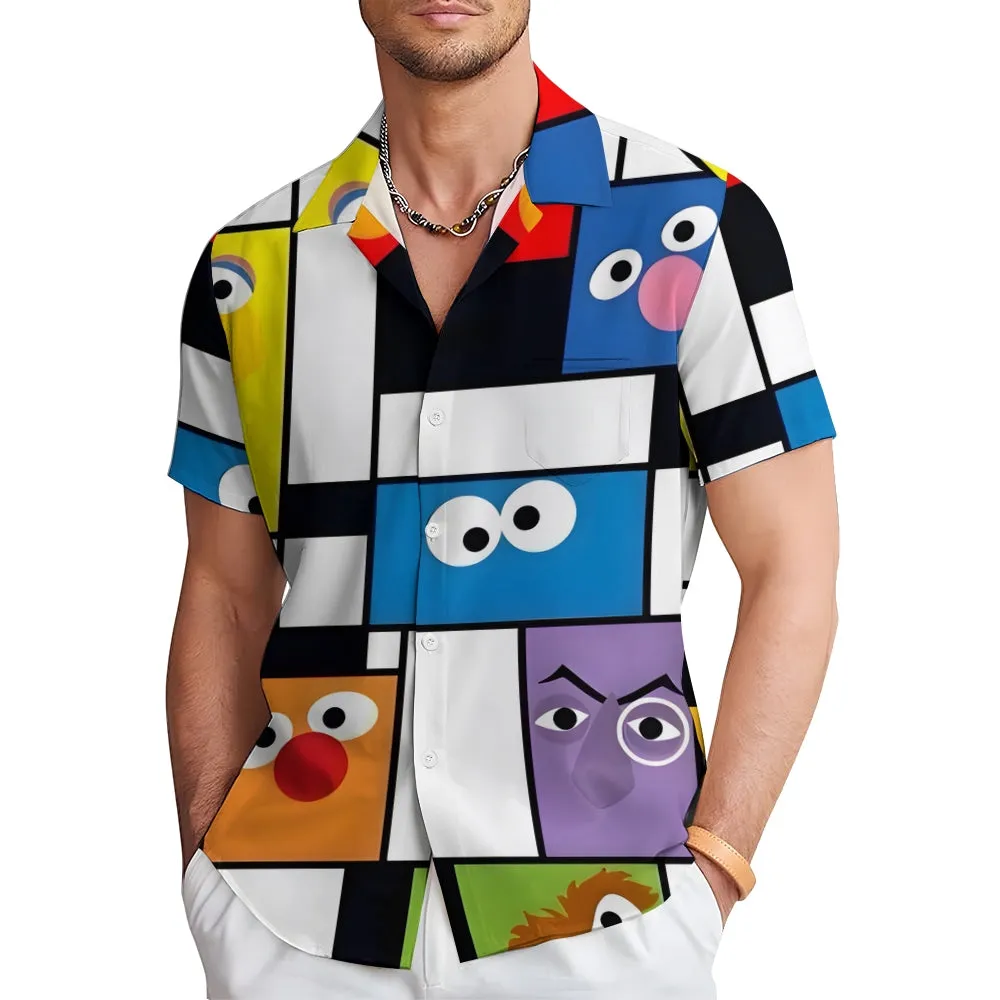 Men's Cartoon Character Art Print Casual Fashion Short Sleeve Shirt 2307101487