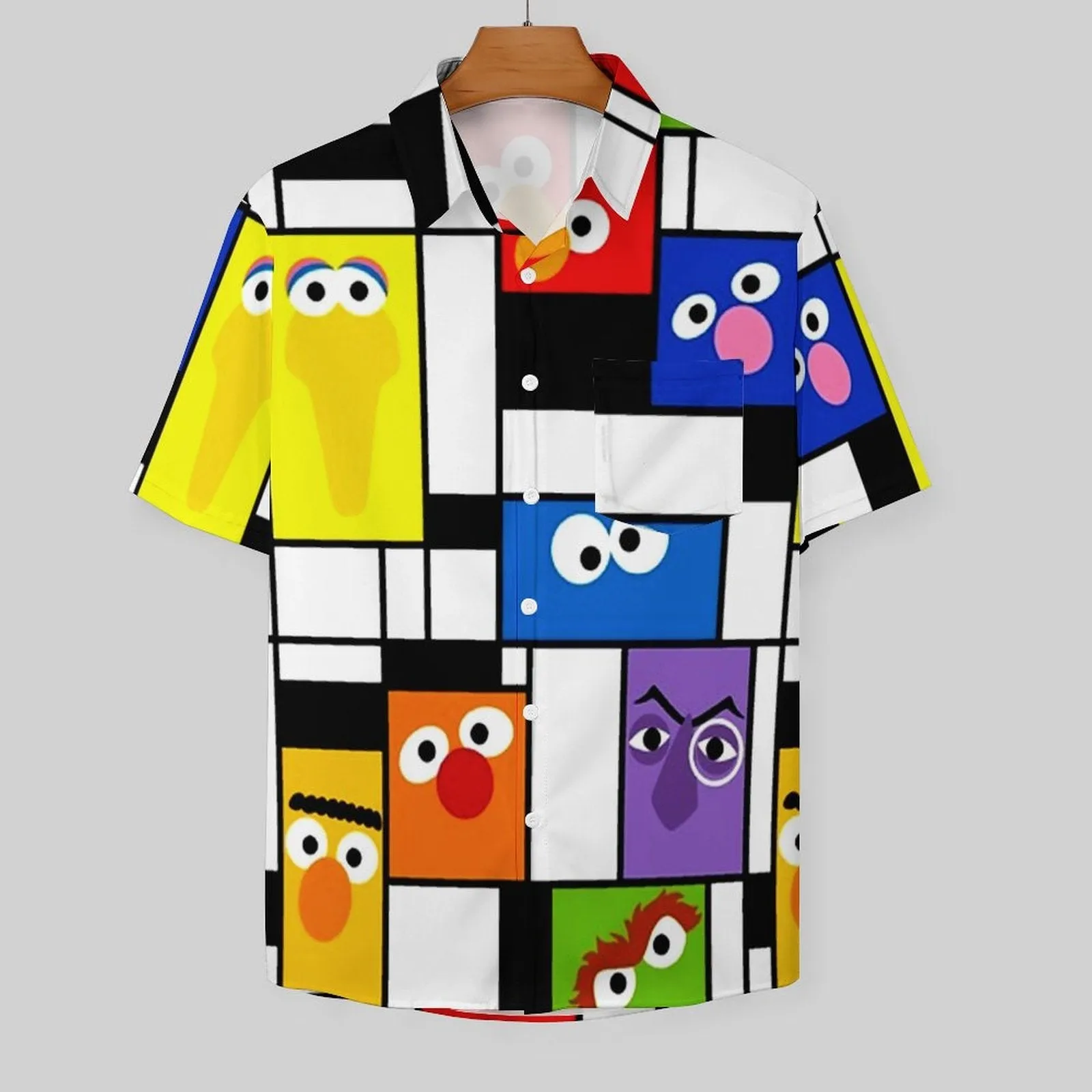 Men's Cartoon Character Art Print Casual Fashion Short Sleeve Shirt 2307101487