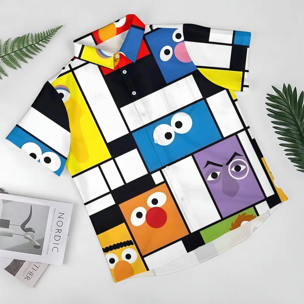 Men's Cartoon Character Art Print Casual Fashion Short Sleeve Shirt 2307101487