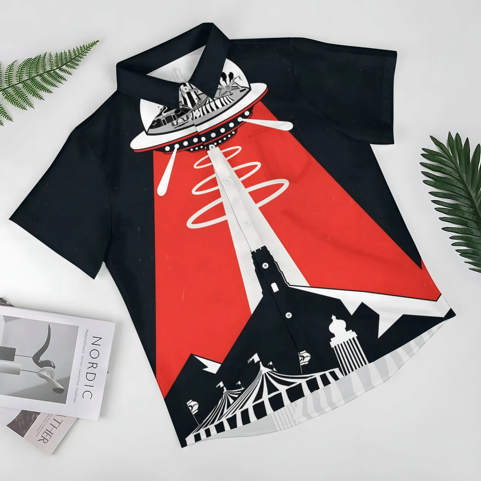 Men's Glastonbury Festival Inspired Art Print Casual Short Sleeve Shirt 2404000923
