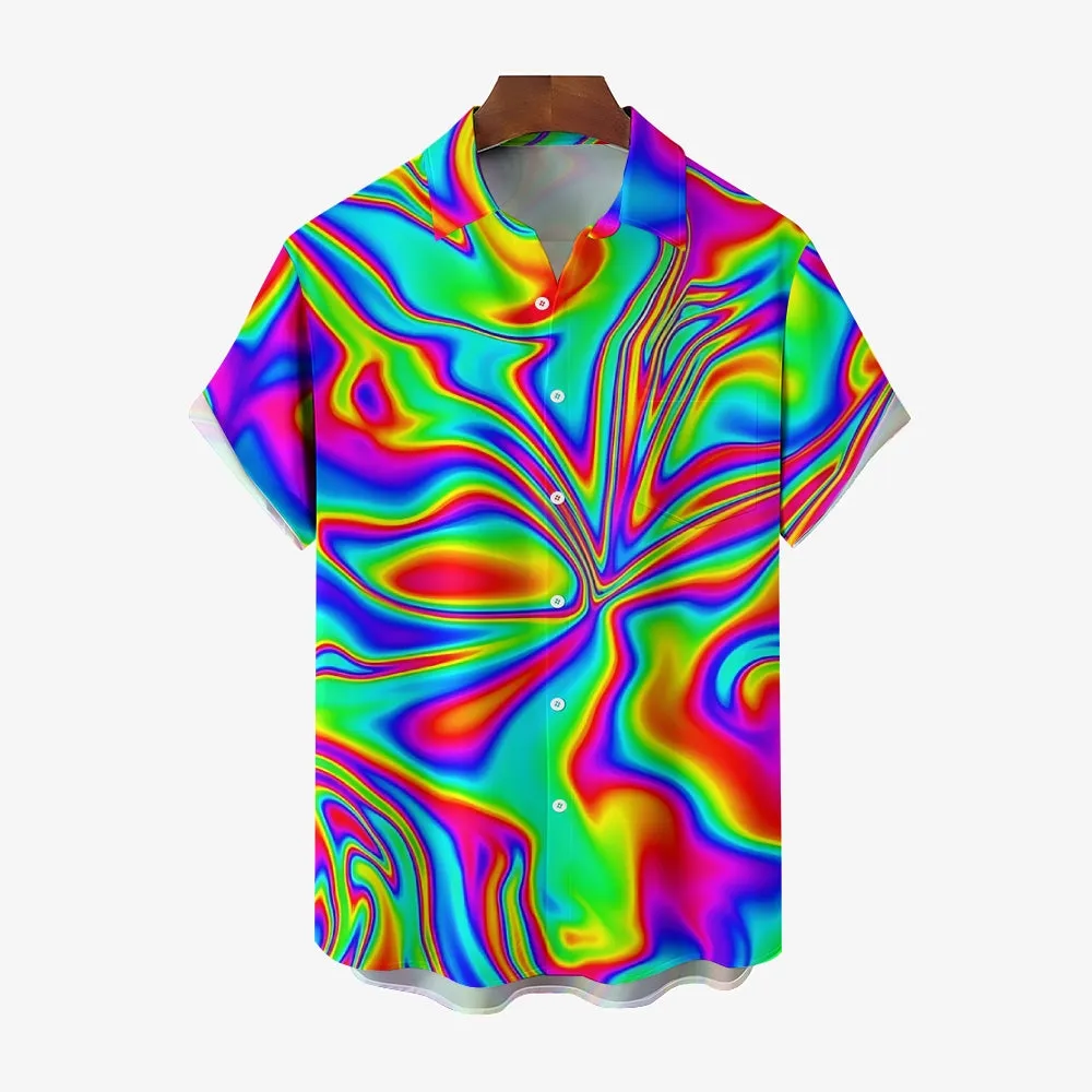 Men's Hawaiian Flowing Color Print Resort Shirt 2306101600