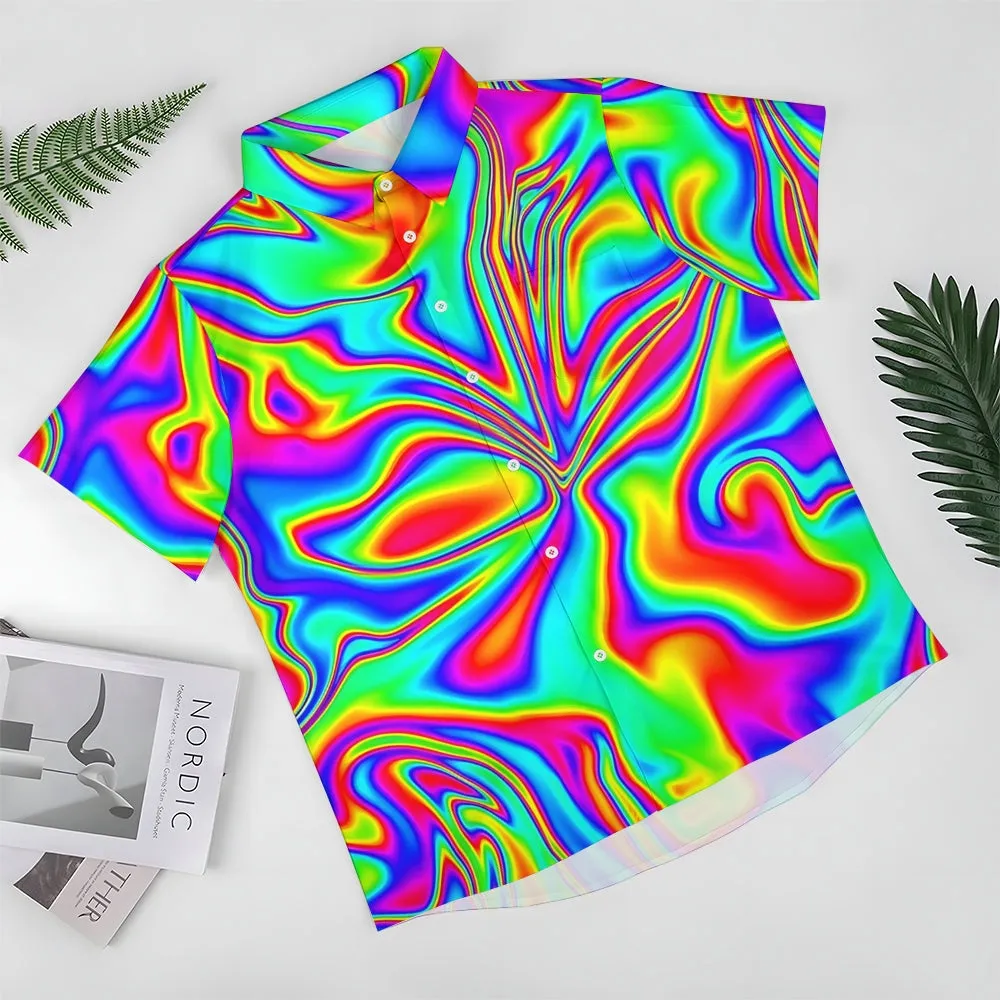Men's Hawaiian Flowing Color Print Resort Shirt 2306101600