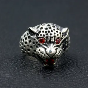 Men's Punk Real Solid 925 Sterling Silver Ring Leopard Animals Gothic Jewelry Size 7-11
