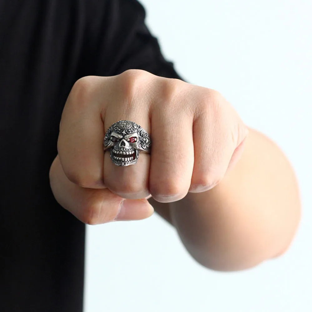 Men's Real Solid 925 Sterling Silver CZ Inlay Ring Gorilla Skulls King Gothic Jewelry Size 8-11