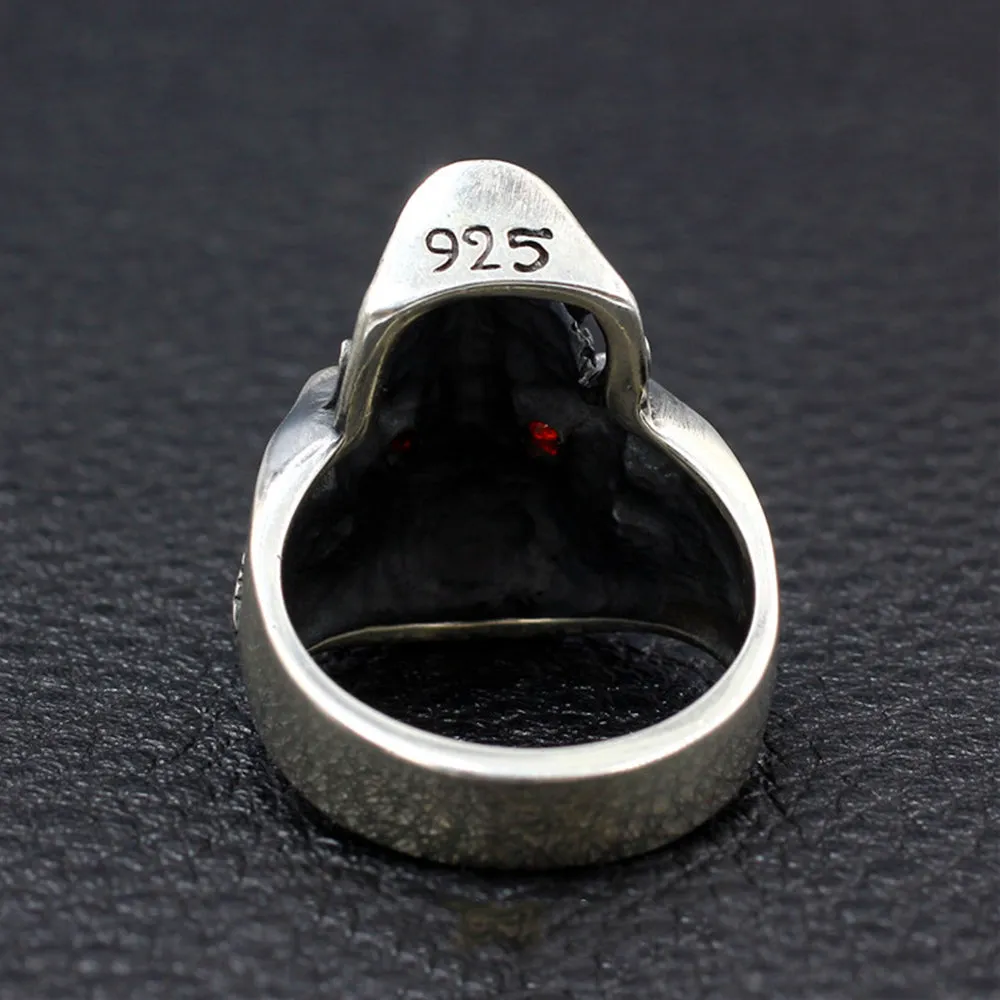 Men's Real Solid 925 Sterling Silver CZ Inlay Ring Gorilla Skulls King Gothic Jewelry Size 8-11