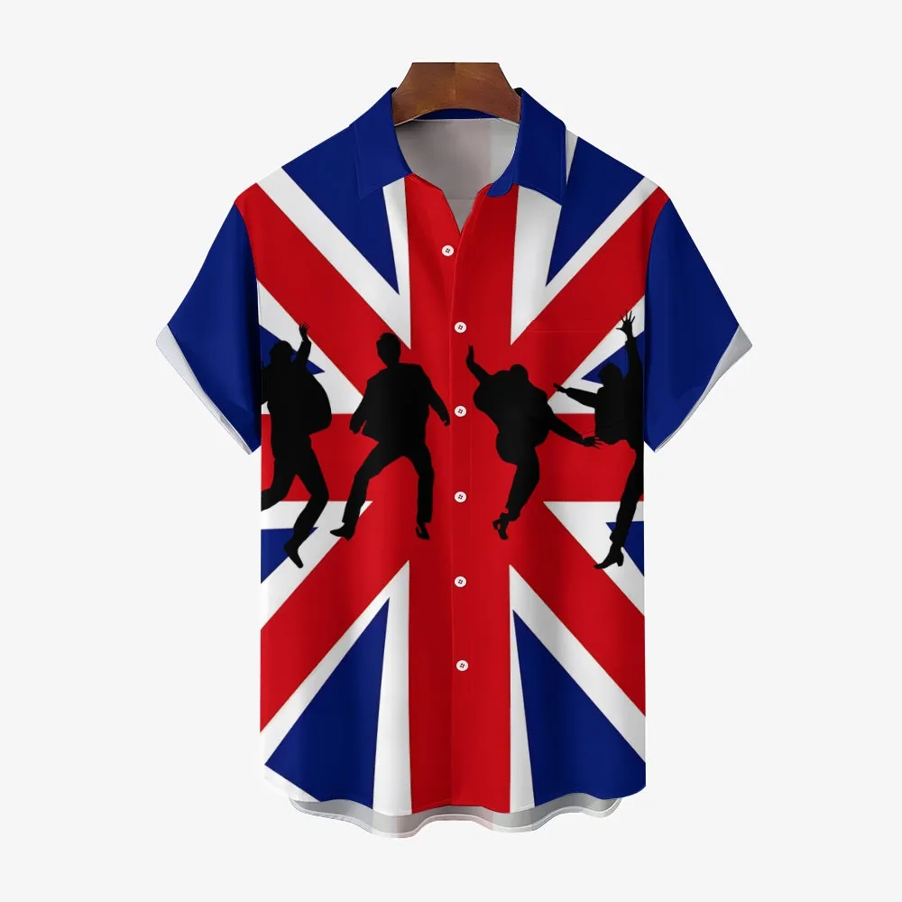 Men's Rock Band Print Casual Short Sleeve Shirt 2404000978