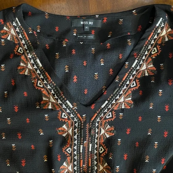 Miss Me Embroidered Boho Dress, Bohemian Arrow Tribal Pattern