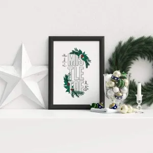 Mistletoe and Holly modern retro Christmas