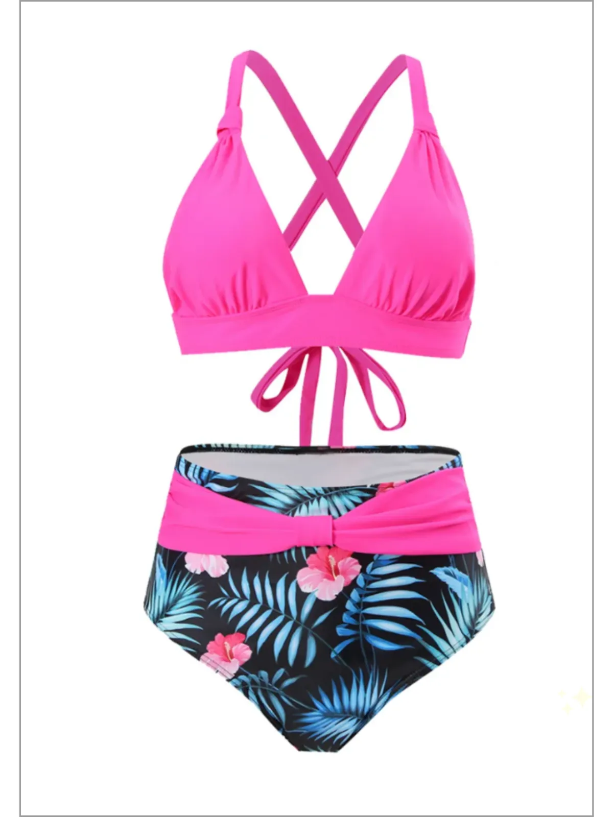 Mommy and Me Pink and Tropical Swimsuit