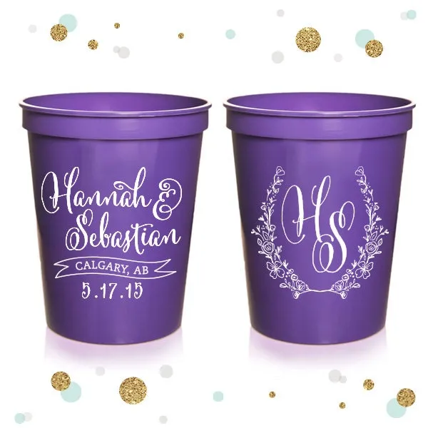 Monogram Crest - Wedding Stadium Cups #7