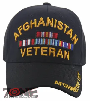 NEW! AFGHANISTAN VETERAN MILITARY BALL CAP HAT BLACK