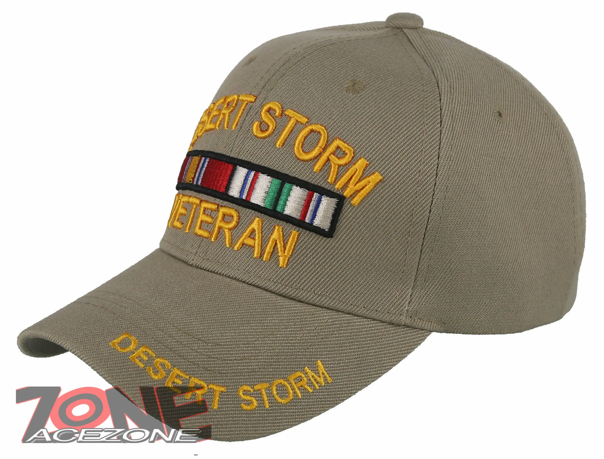 NEW! DESERT STORM VETERAN MILITARY BALL CAP HAT TAN