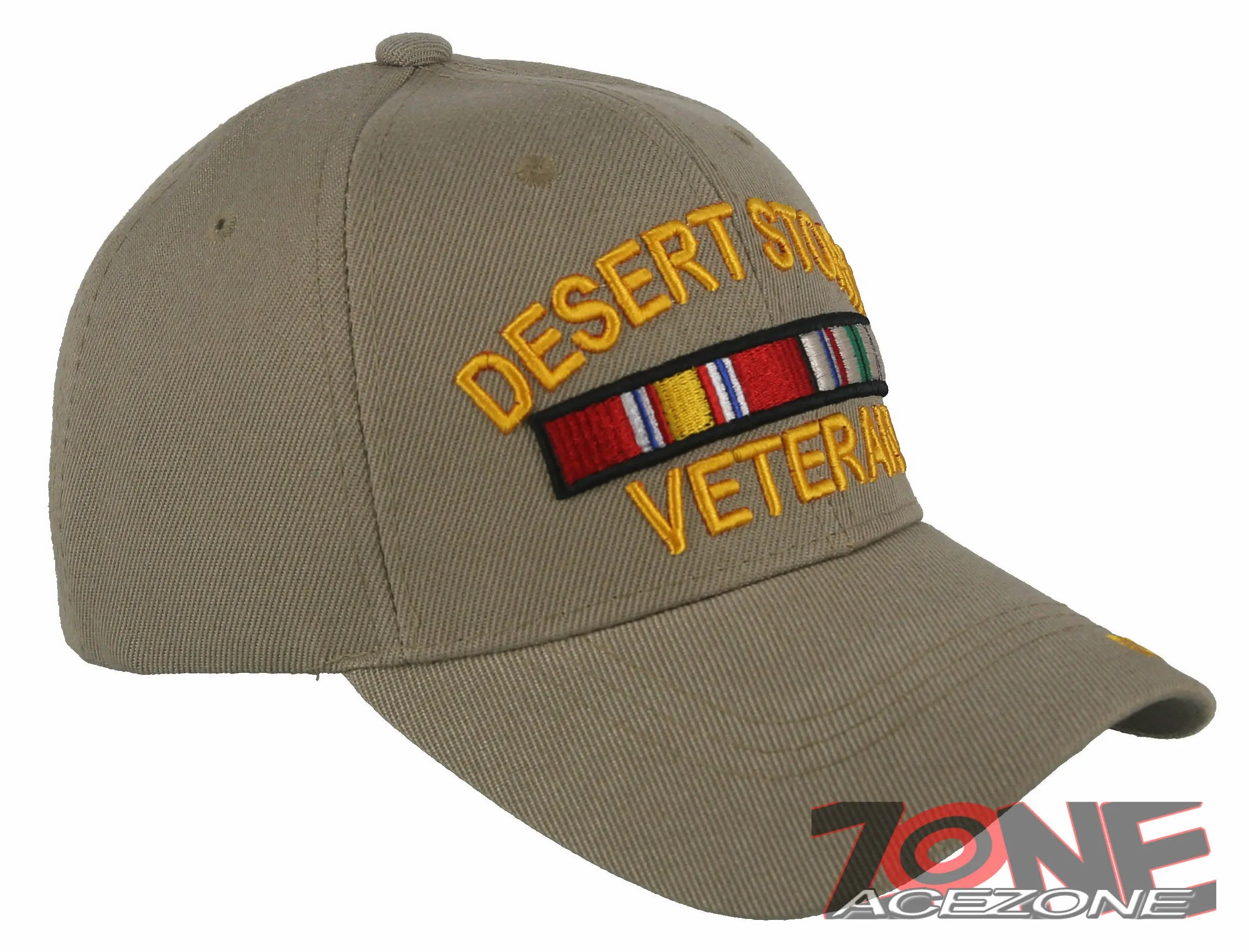 NEW! DESERT STORM VETERAN MILITARY BALL CAP HAT TAN
