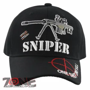 NEW! SNIPER ONE SHOT ONE KILL SCOPE BASEBALL CAP HAT BLACK