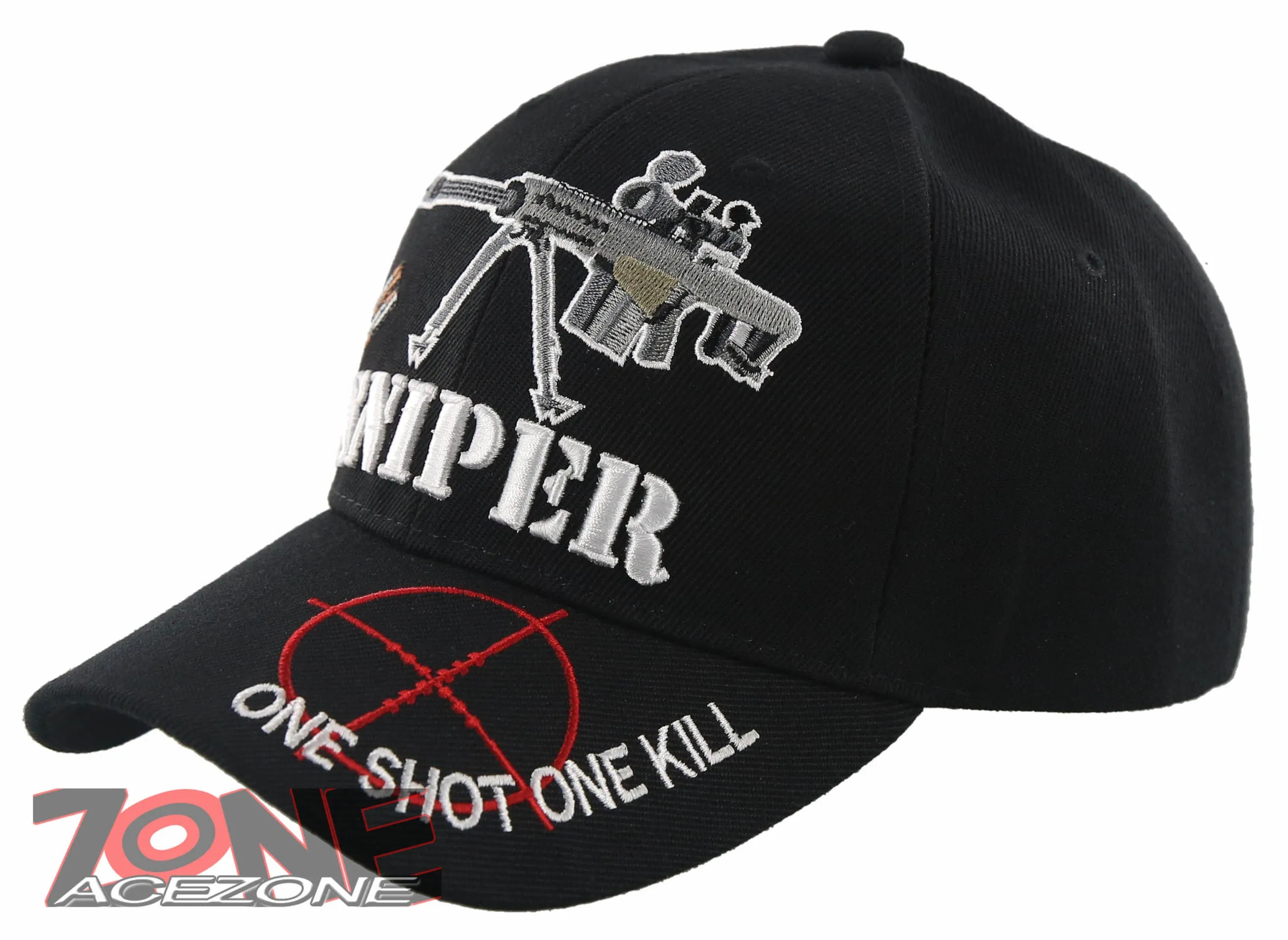 NEW! SNIPER ONE SHOT ONE KILL SCOPE BASEBALL CAP HAT BLACK