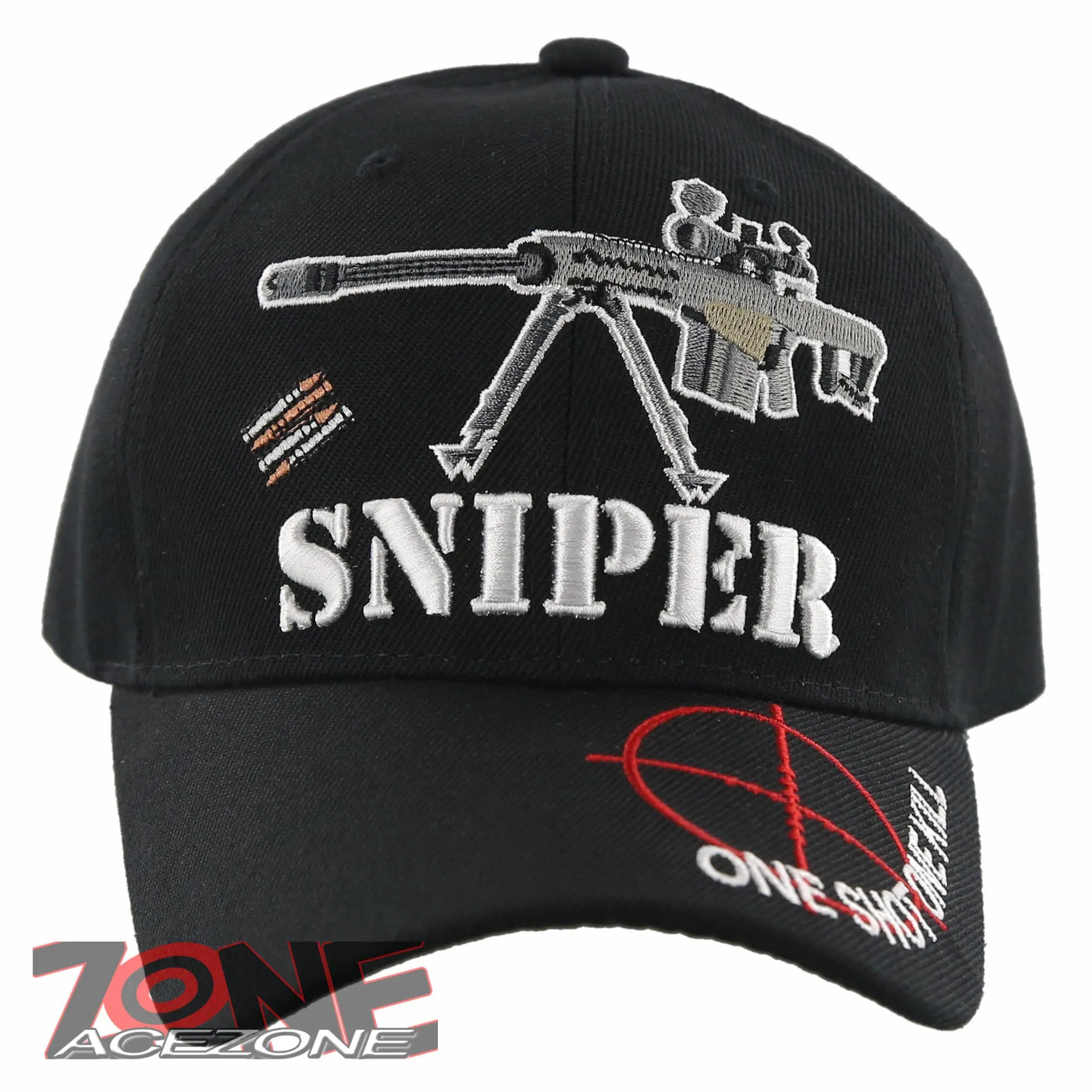NEW! SNIPER ONE SHOT ONE KILL SCOPE BASEBALL CAP HAT BLACK