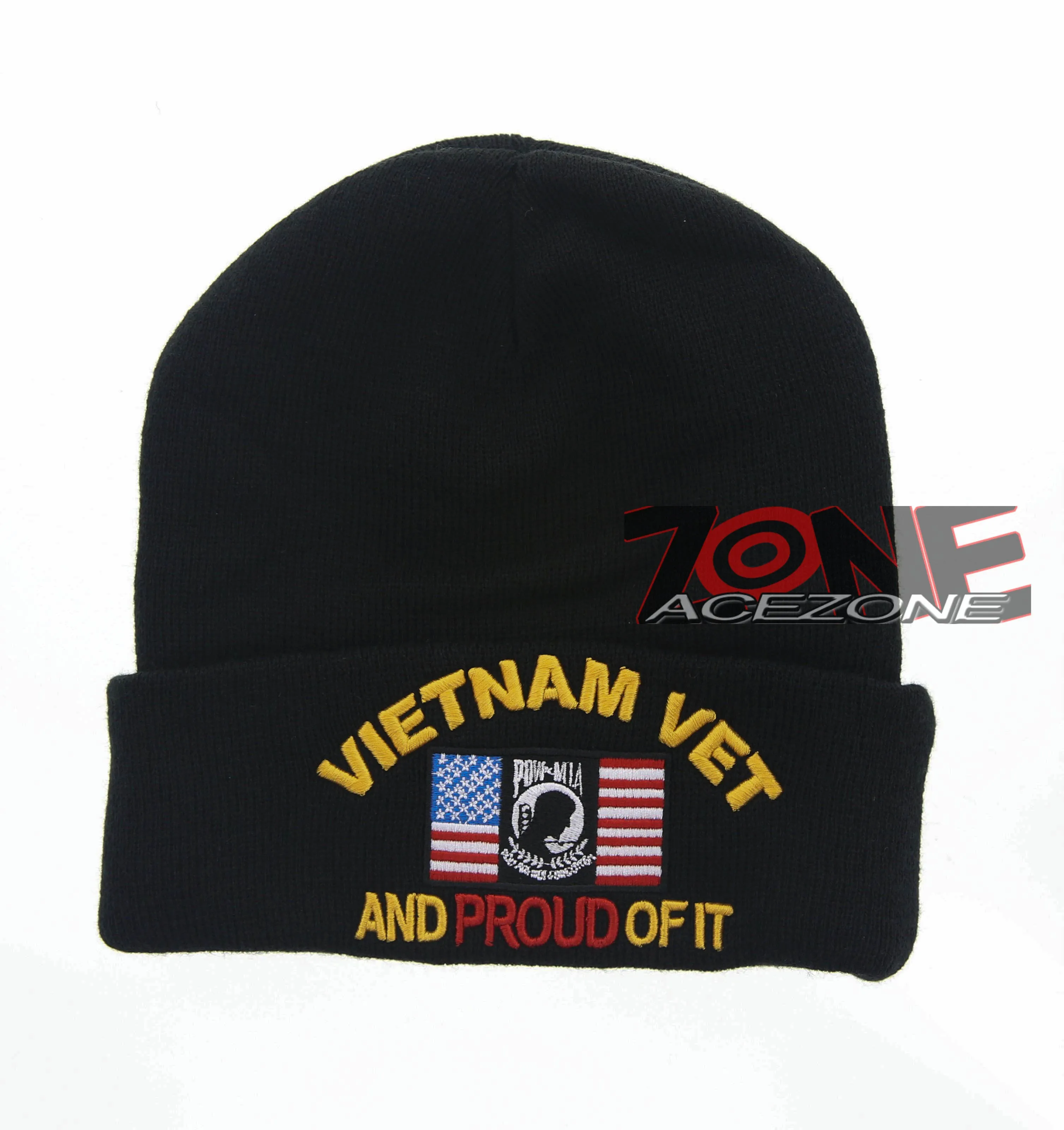 NEW! US MILITARY VIETNAM VETERAN POW MIA BEANIE CAP HAT BLACK