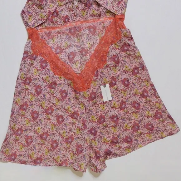 NWT!! Anthropologie FLOREAT Juniper Sleep Romper Floral Lace Paisley Lacey Small