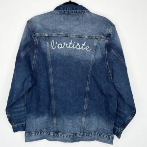 NWT Sandrine Rose Free People Oversized Embroidered Denim Jean Jacket Shacket S