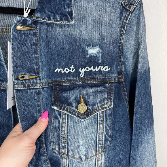 NWT Sandrine Rose Free People Oversized Embroidered Denim Jean Jacket Shacket S
