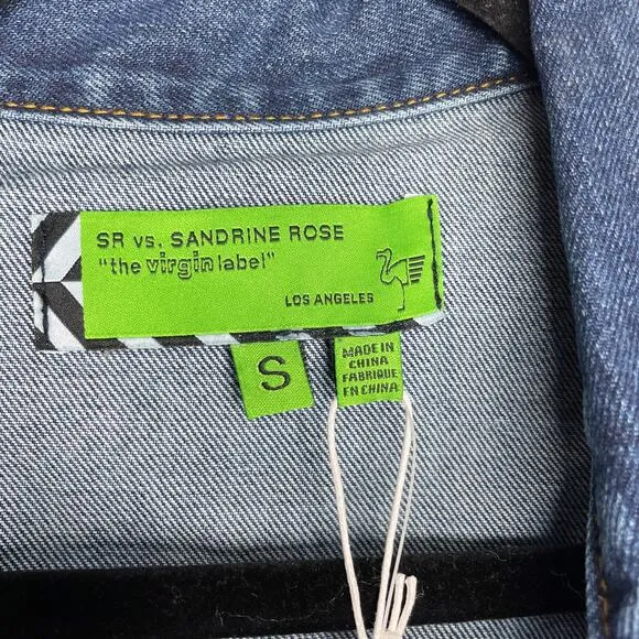 NWT Sandrine Rose Free People Oversized Embroidered Denim Jean Jacket Shacket S