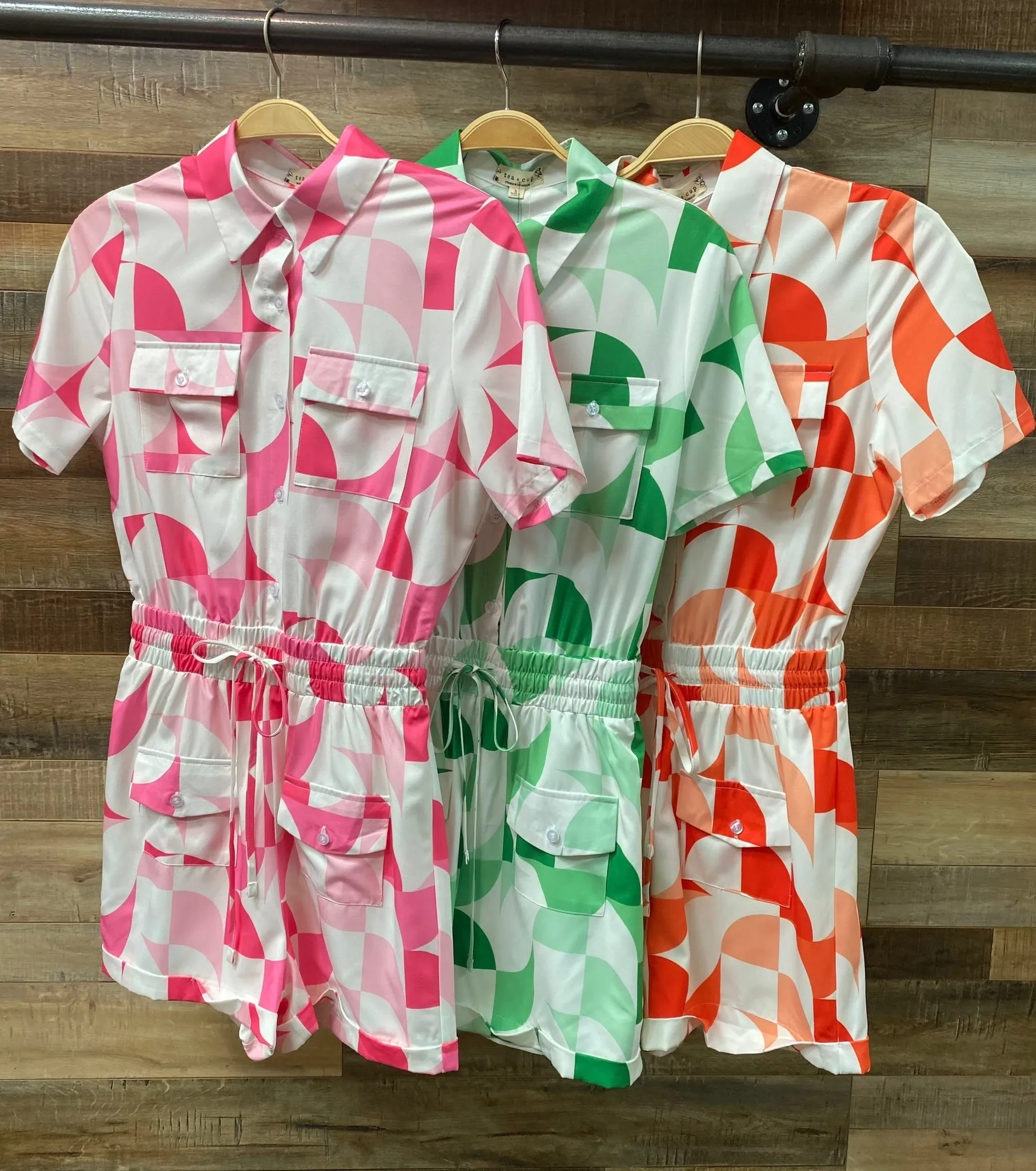 Orange Abstract Print Romper