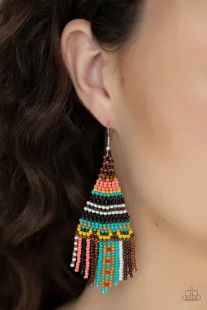Paparazzi Beaded Bohemian  - Brown Seed Bead Earrings