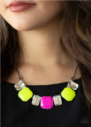 Paparazzi Royal Crest - Neon Yellow Necklace