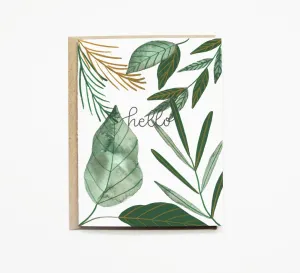Pen   Pillar - Tropical Leaves Greeting Card - Hello